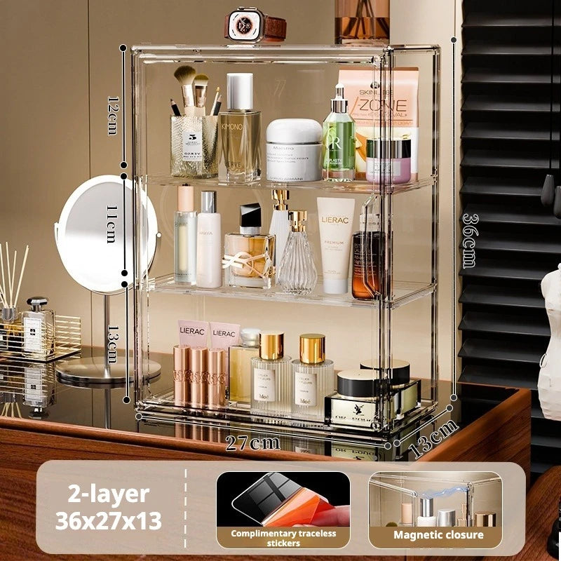 Transparent Acrylic Makeup Organizer Dustproof Storage Box Perfume Skincare Display Case Blind Box Figurine Organizer Shelf