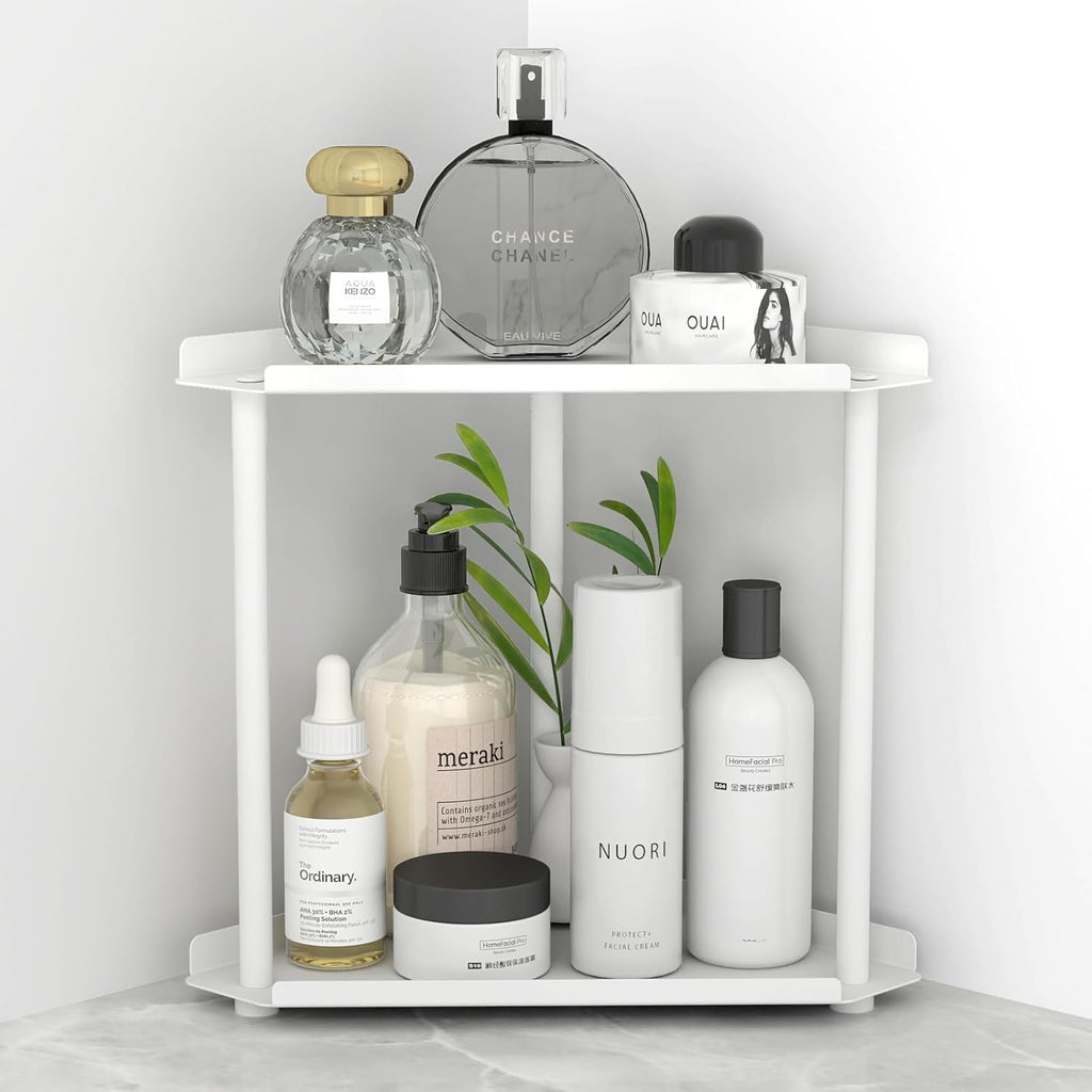 Corner Bathroom Counter Organizer, Bathroom Organizer Countertop,Countertop Storage Shelf for Bath, Kitchen, Living Room, Bedroom